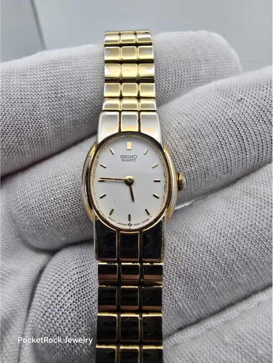 Seiko Accessories - Seiko Quartz Ladies Oval White Dial Two Tone Bracelet Dress Watch 1N00-0A68